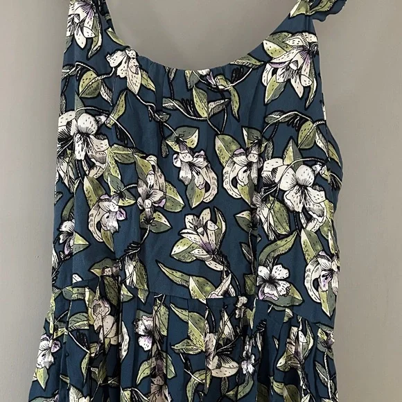 Free People “Dear You” Floral Swing Mini Dress – Navy Floral with Ruffle Straps - Picture 5 of 11